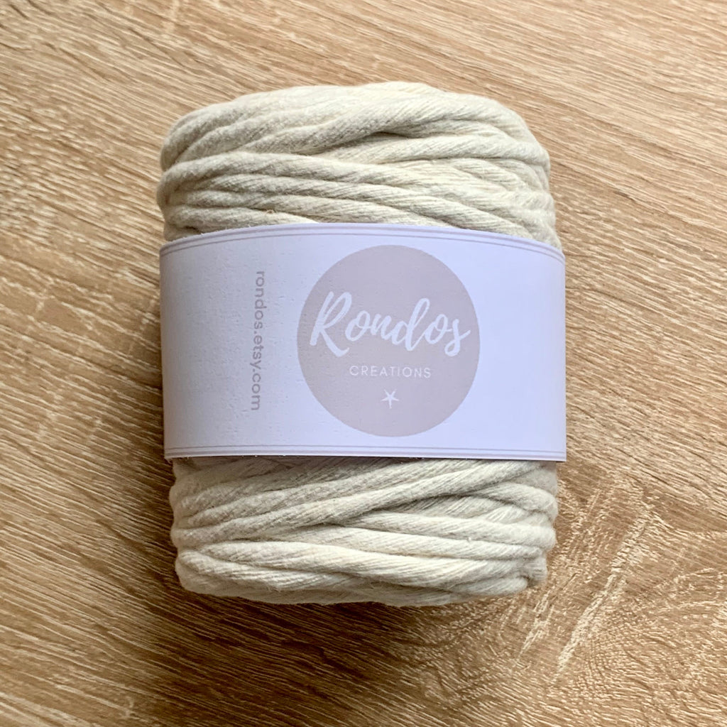 Natural - 5mm Twisted Cotton Cord - Macrame Cord.