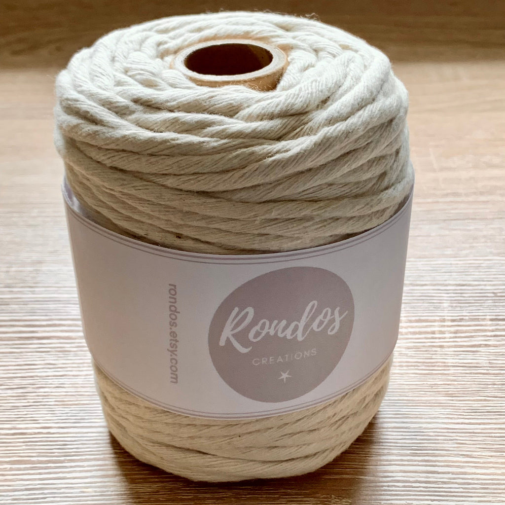 Natural - 5mm Twisted Cotton Cord - Macrame Cord.