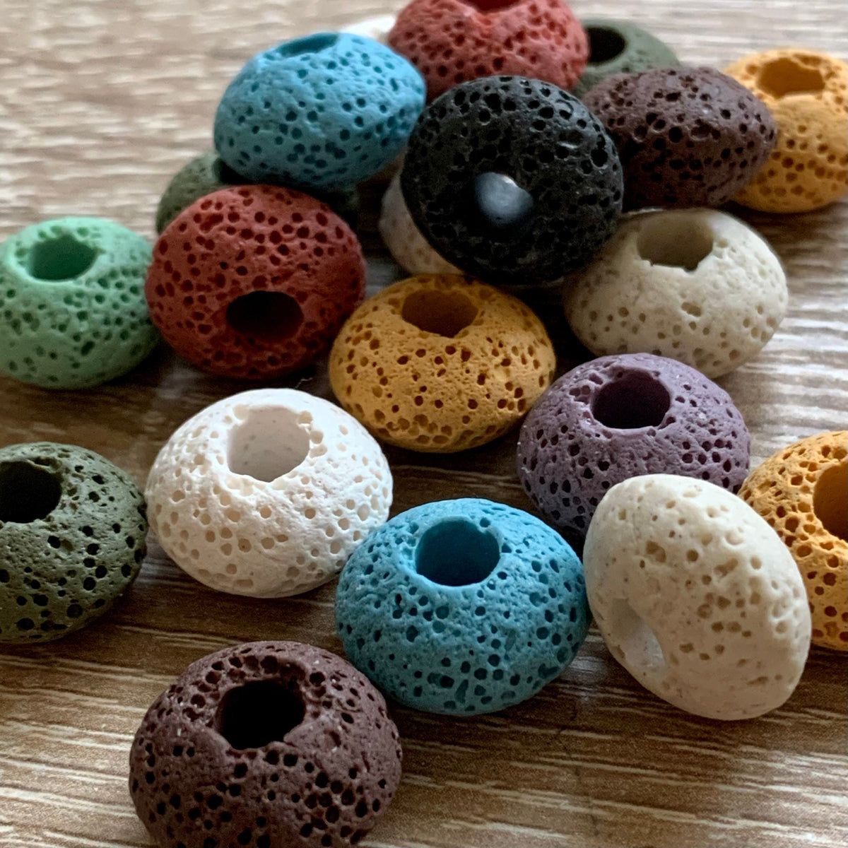 Lava Stone Coloured Large Hole Bead - 10 Available Colours