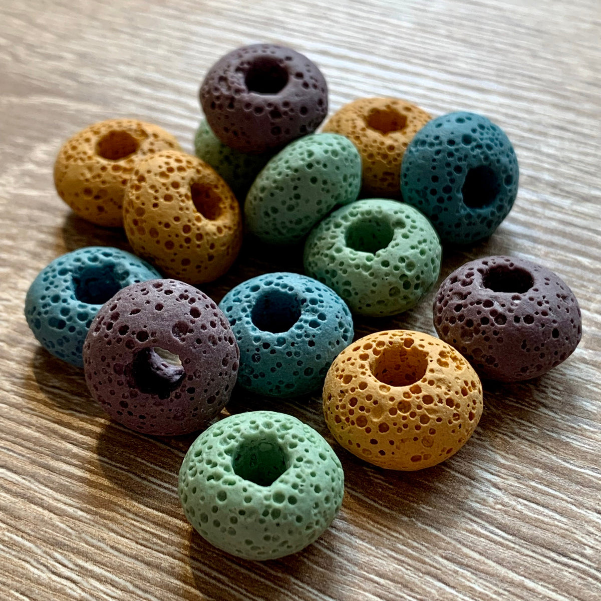 Lava Stone Coloured Large Hole Bead - 10 Available Colours