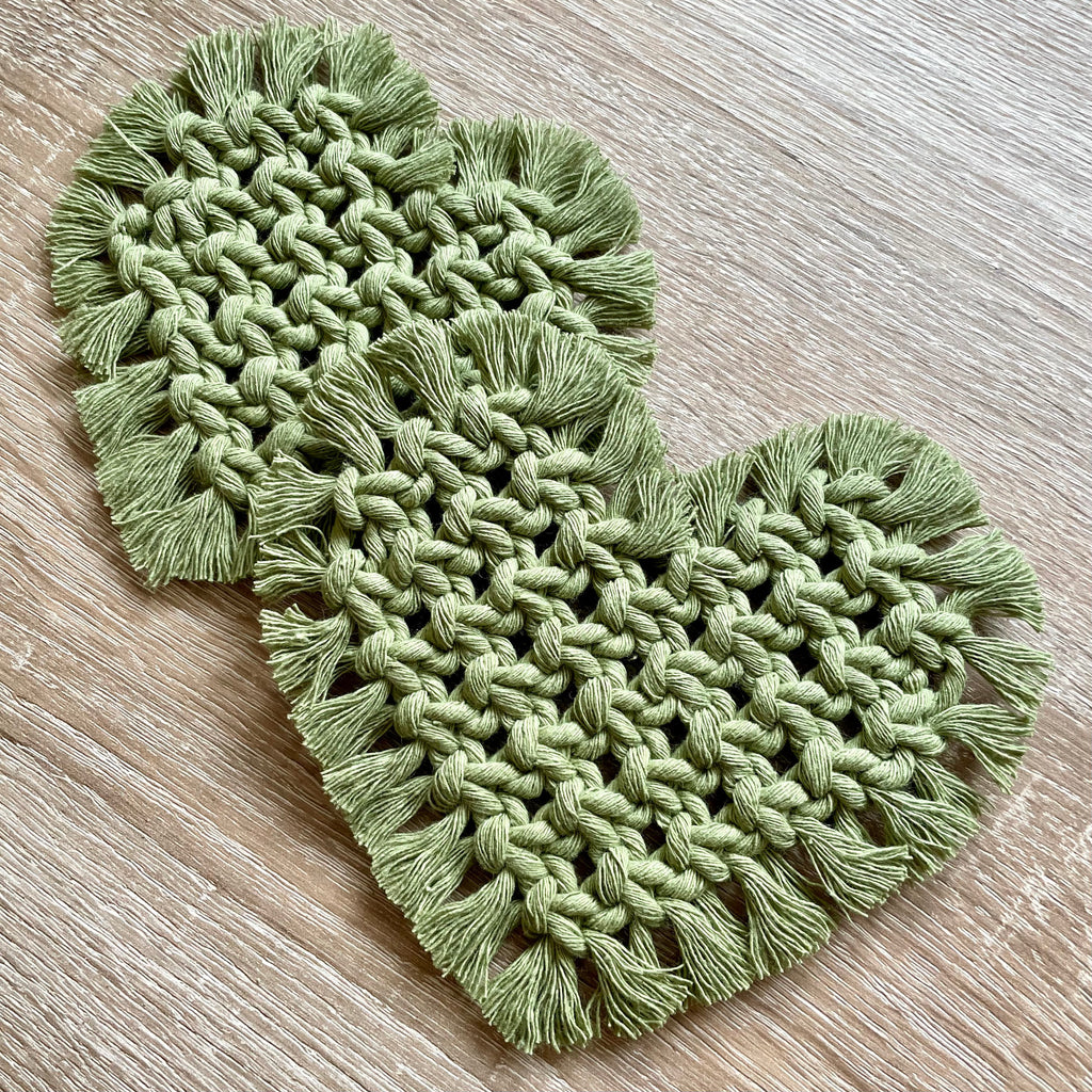 Make it Yourself Knotted Heart Coasters – Cord Knotting Craft Kit