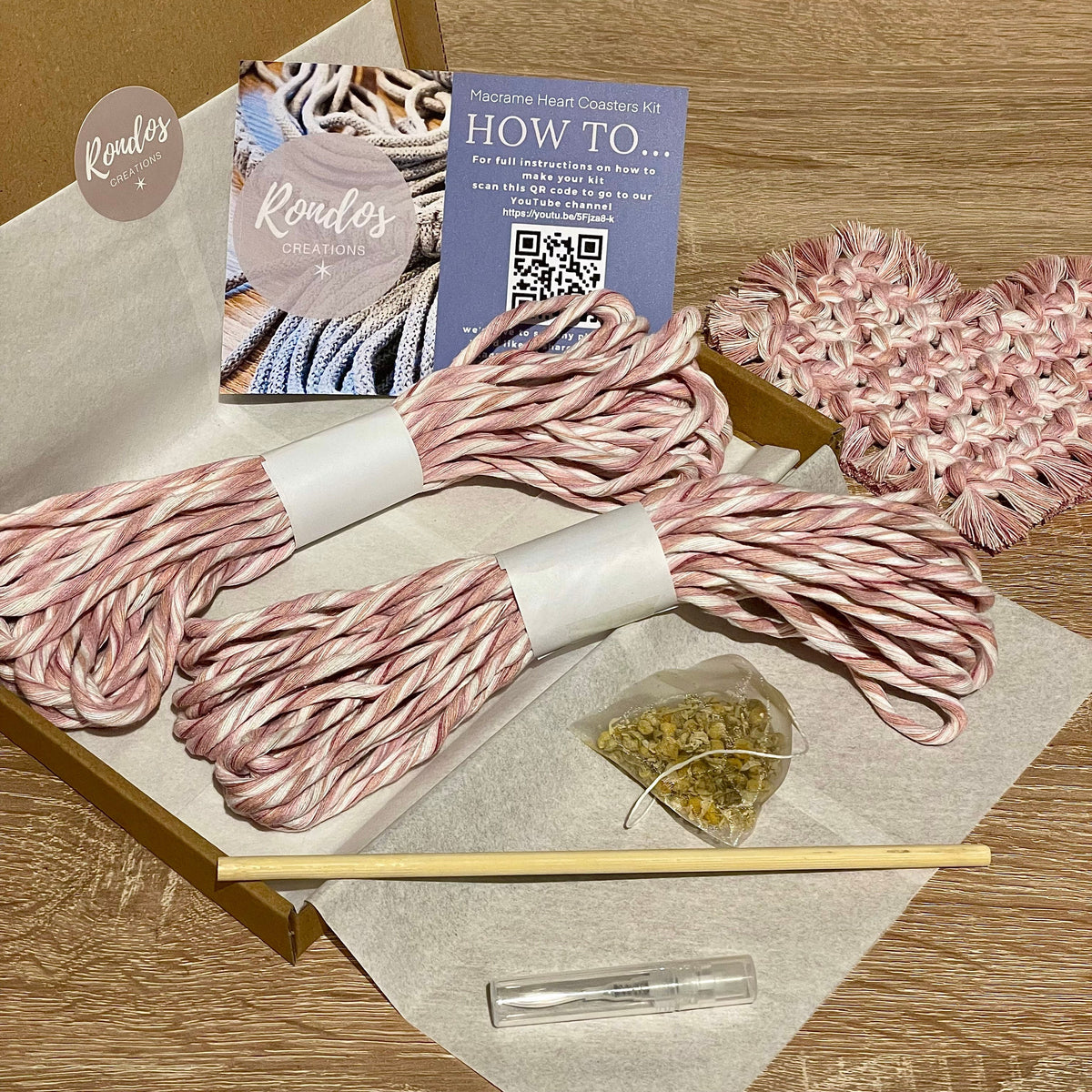Make it Yourself Knotted Heart Coasters – Cord Knotting Craft Kit