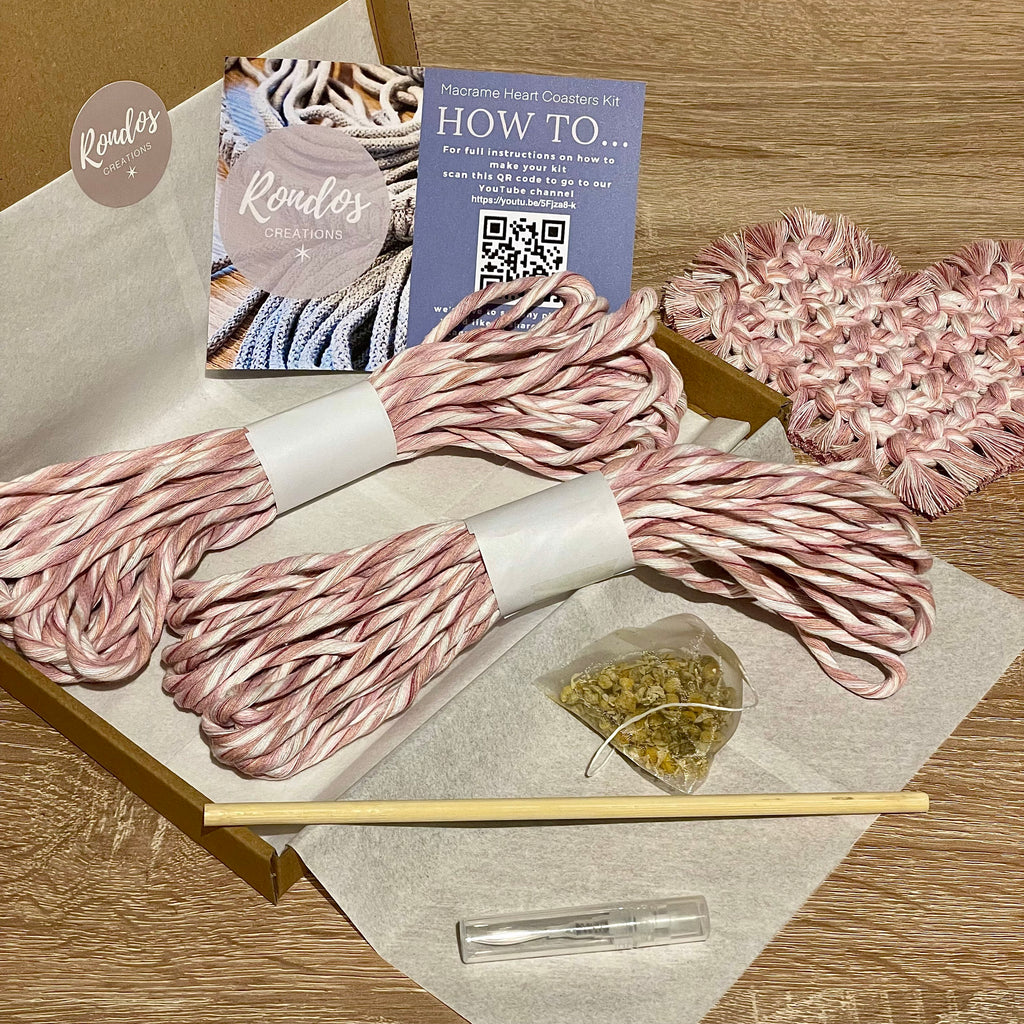 DIY Macrame Heart Coasters Kit – UK Cotton Cord Craft