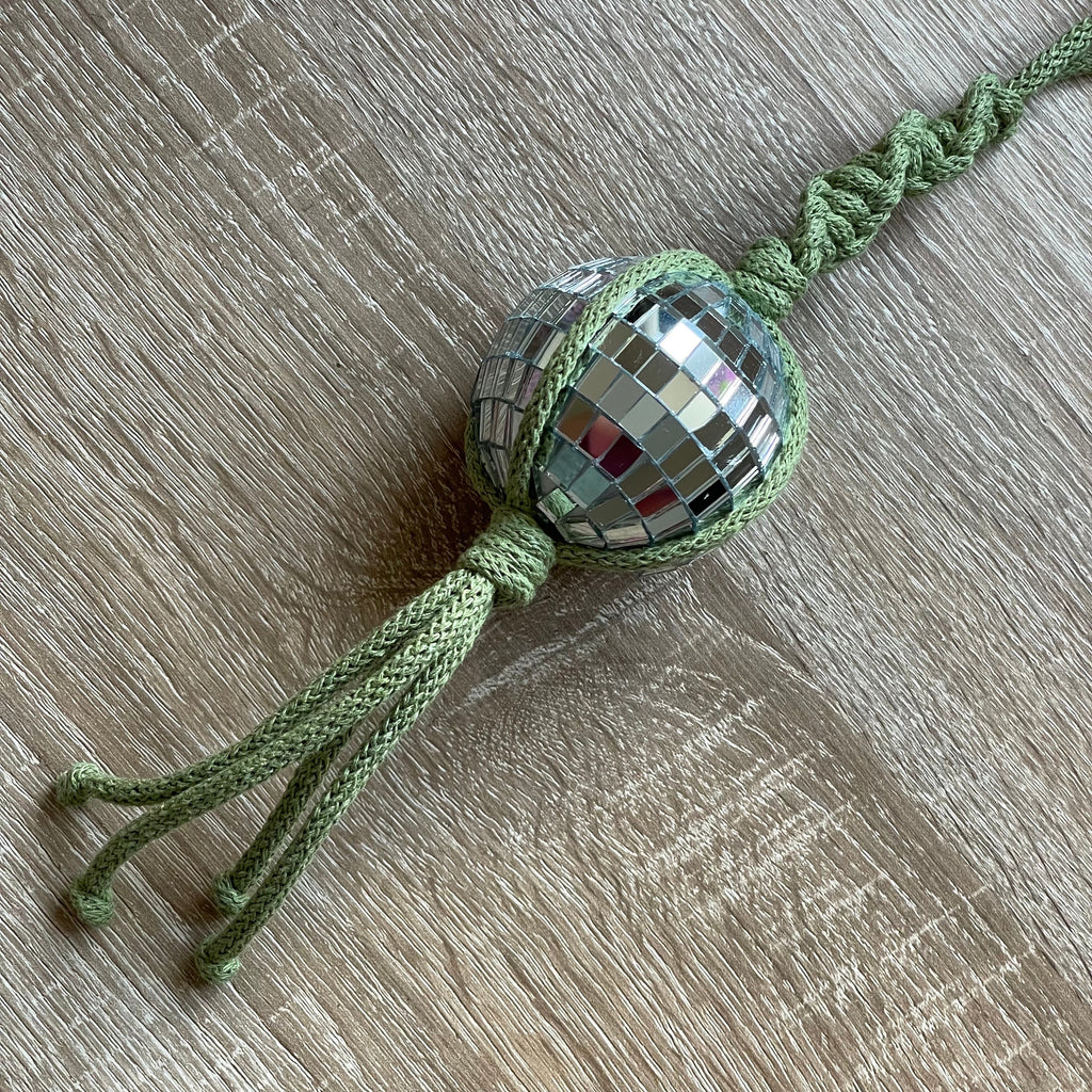 Macrame Disco Ball - for car, window or tree decoration.