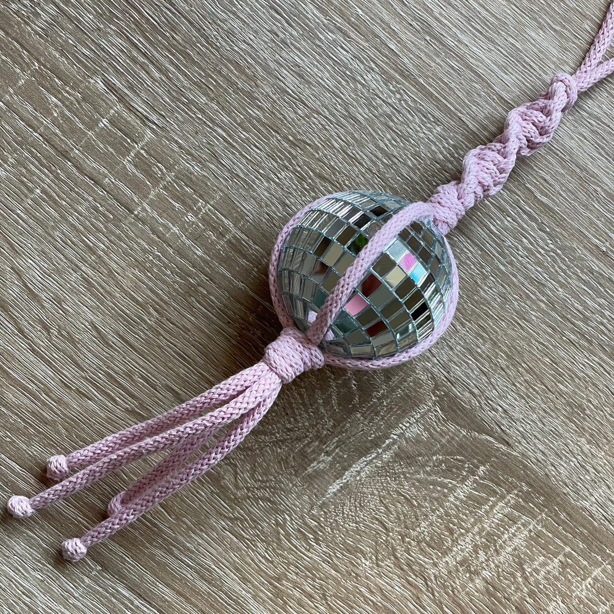 Macrame Disco Ball - for car, window or tree decoration.