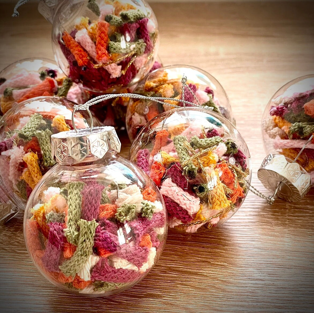Macrame Cord Christmas Baubles - Recycled Plastic, Set of 2