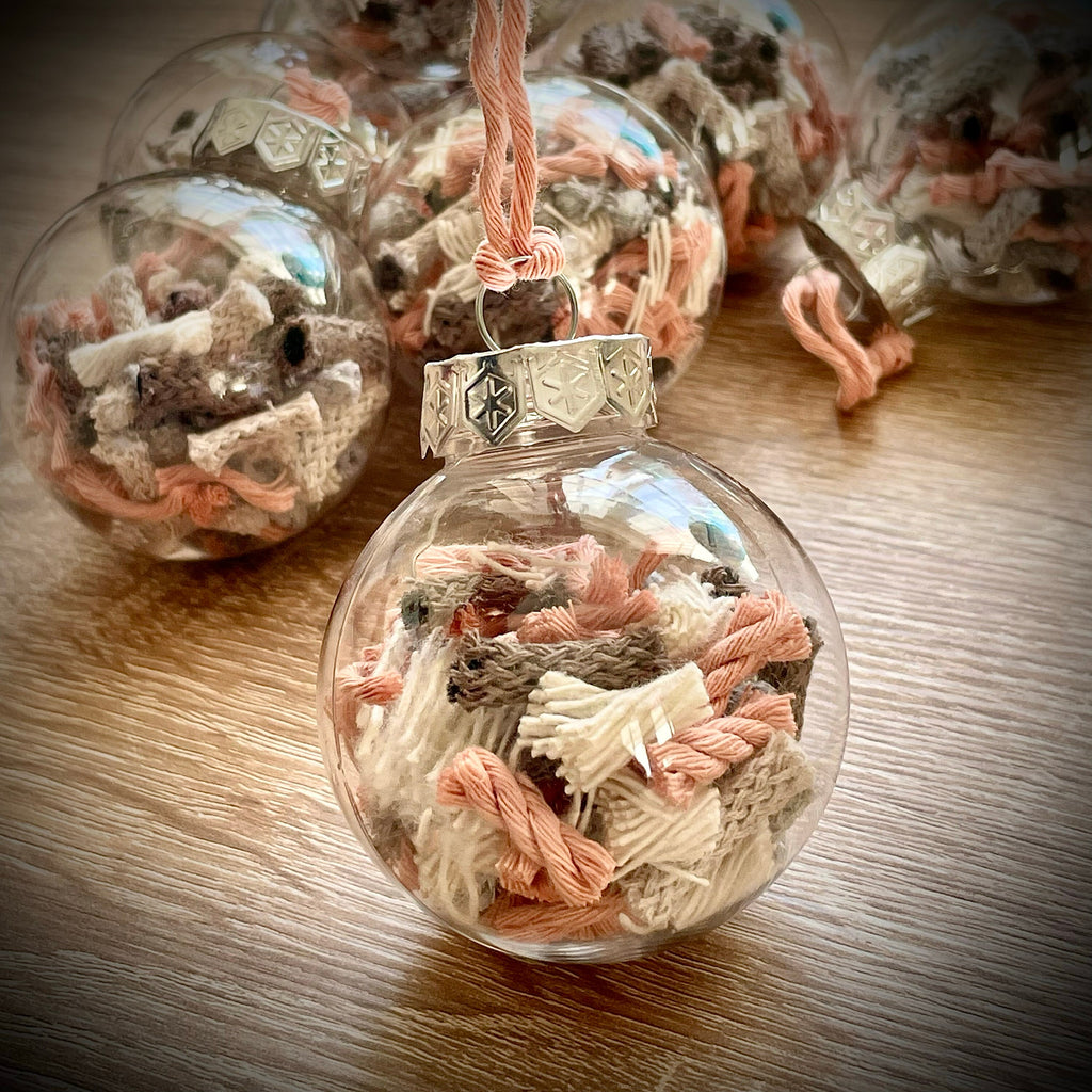 Macrame Cord Christmas Baubles - Recycled Plastic, Set of 2