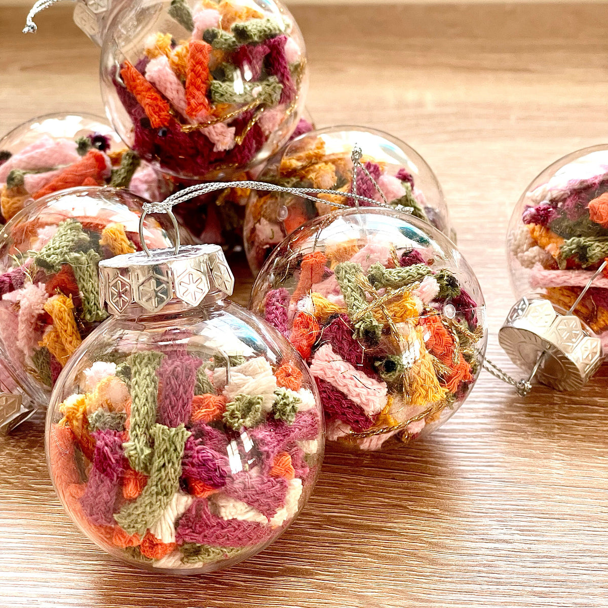 Macrame Cord Christmas Baubles - Recycled Plastic, Set of 2