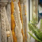 Boho Macrame Wall Hanging, Neutrals & Mustard, Nordic Style