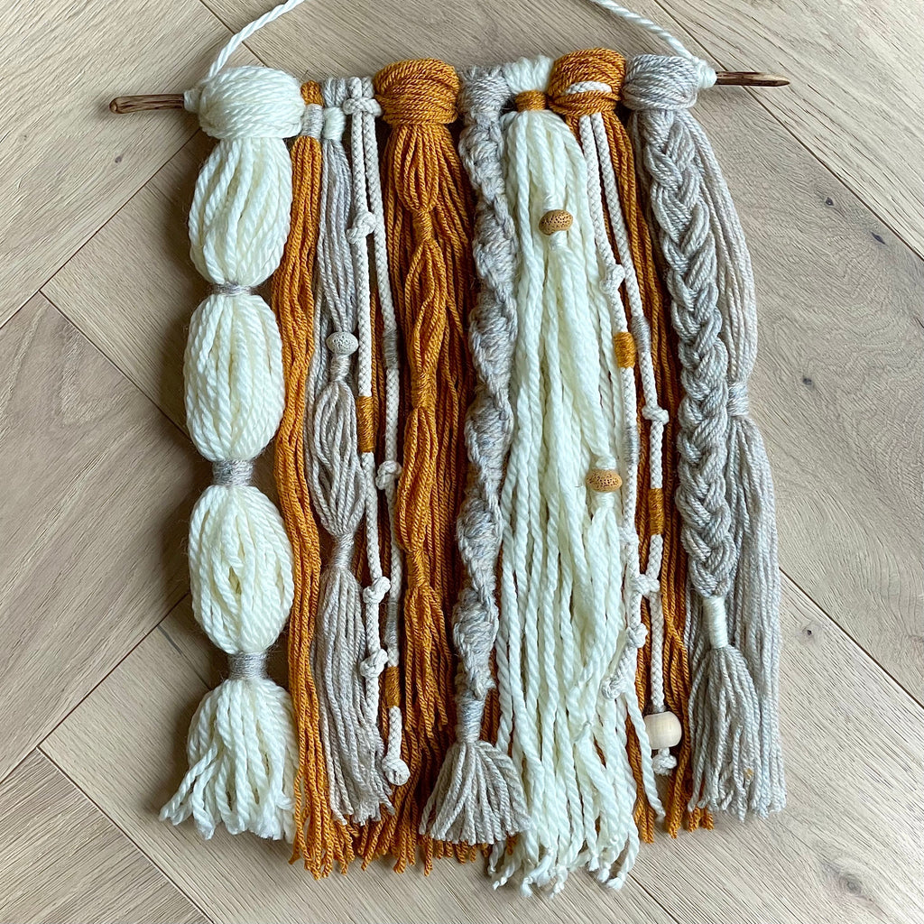 Textured Yarn Wall Hanging, Autumn Boho Macrame, Nordic Style