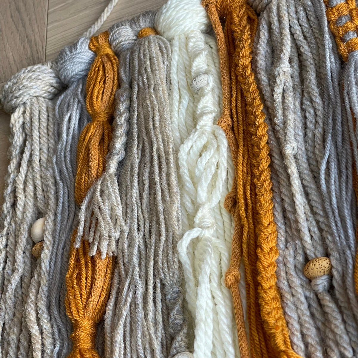 Boho Macrame Wall Hanging, Neutrals & Mustard, Nordic Style