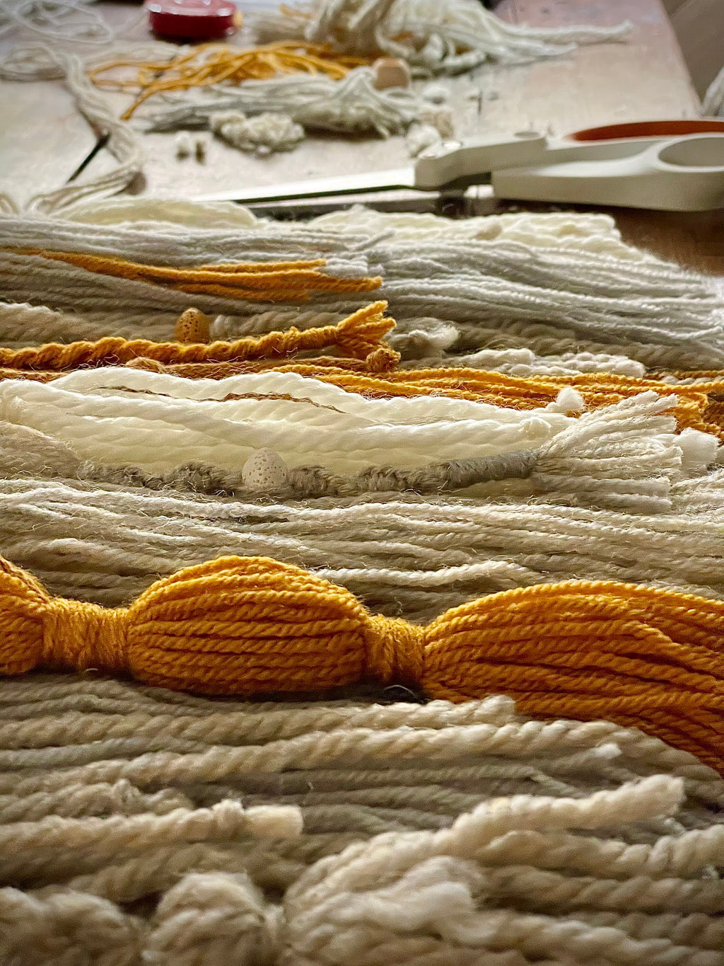 Boho Macrame Wall Hanging, Neutrals & Mustard, Nordic Style