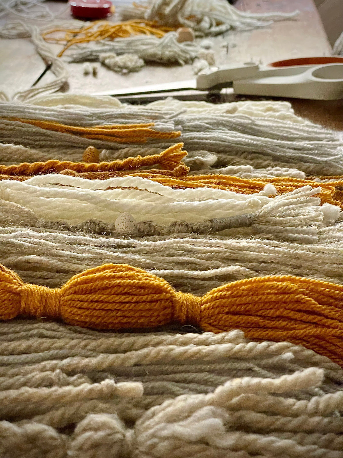 Boho Macrame Wall Hanging, Neutrals & Mustard, Nordic Style