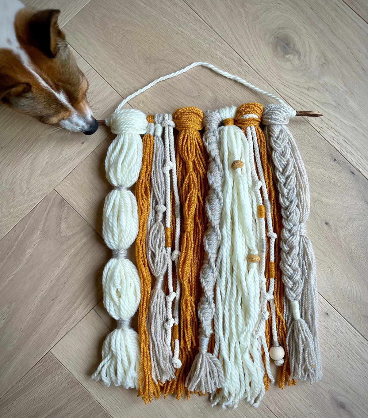 Textured Yarn Wall Hanging, Autumn Boho Macrame, Nordic Style