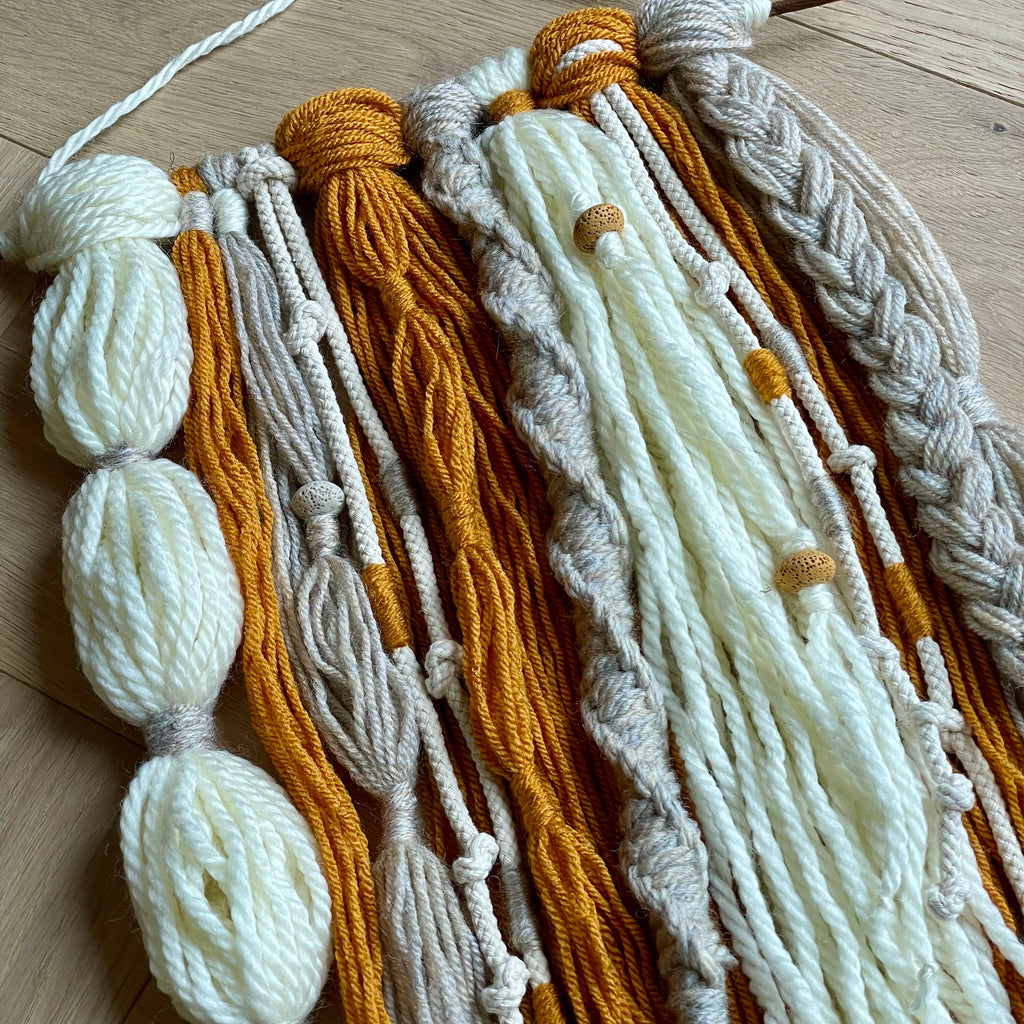 Textured Yarn Wall Hanging, Autumn Boho Macrame, Nordic Style
