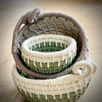 Handmade Linen Coiled Rope Basket Bowl – Mocha Trim