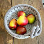 Handmade Linen Coiled Rope Basket Bowl – Mocha Trim