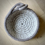 Handmade Linen Coiled Rope Basket Bowl – Mocha Trim