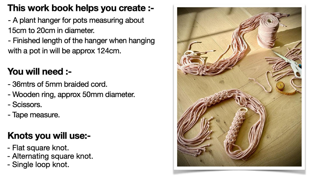 Macrame Plant Hanger Printable PDF Pattern - Beginners to Intermediate Level