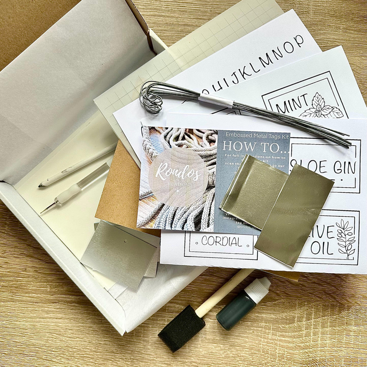Metal Embossing Kit - Embossed Metal Tag Kit DIY - Aluminium Label Making Kit - Beginner Craft Kit - Plant Tags