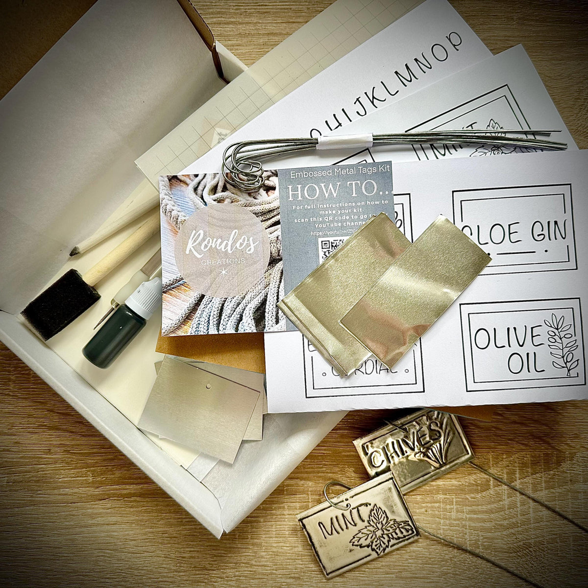 Metal Embossing Kit - Embossed Metal Tag Kit DIY - Aluminium Label Making Kit - Beginner Craft Kit - Plant Tags