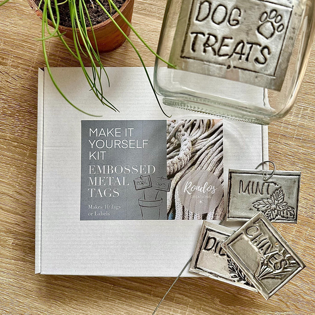 Metal Embossing Kit - Embossed Metal Tag Kit DIY - Aluminium Label Making Kit - Beginner Craft Kit - Plant Tags