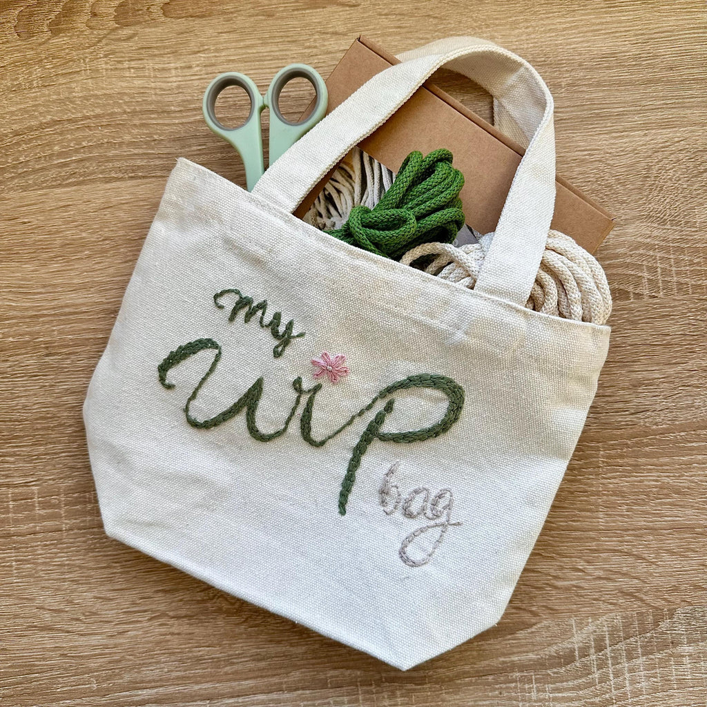 Beginners Embroidered Project Bag Kit, Make it Yourself Embroidered Project Bag, Craft Kit