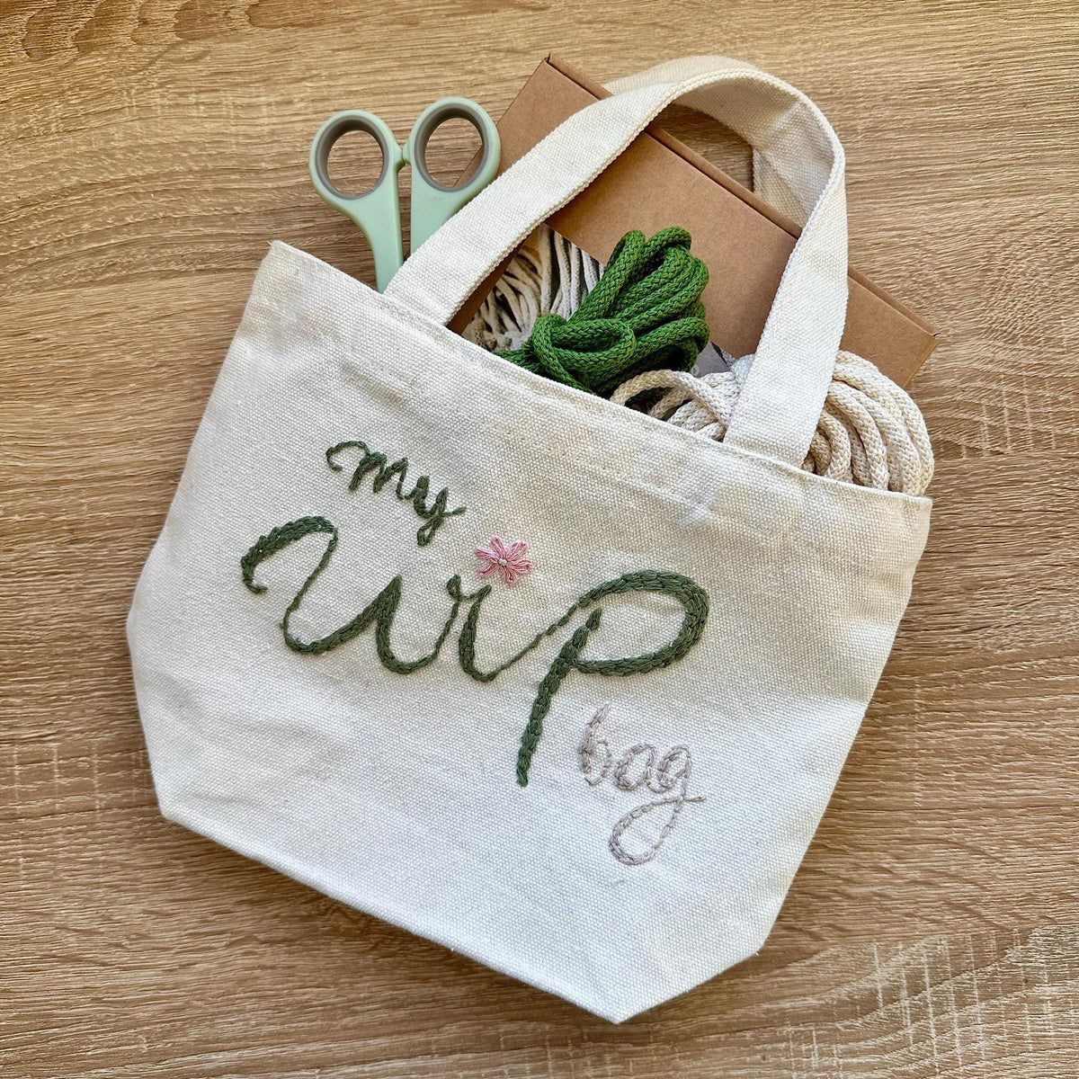 Beginners Embroidered Project Bag Kit, Make it Yourself Embroidered Project Bag, Craft Kit