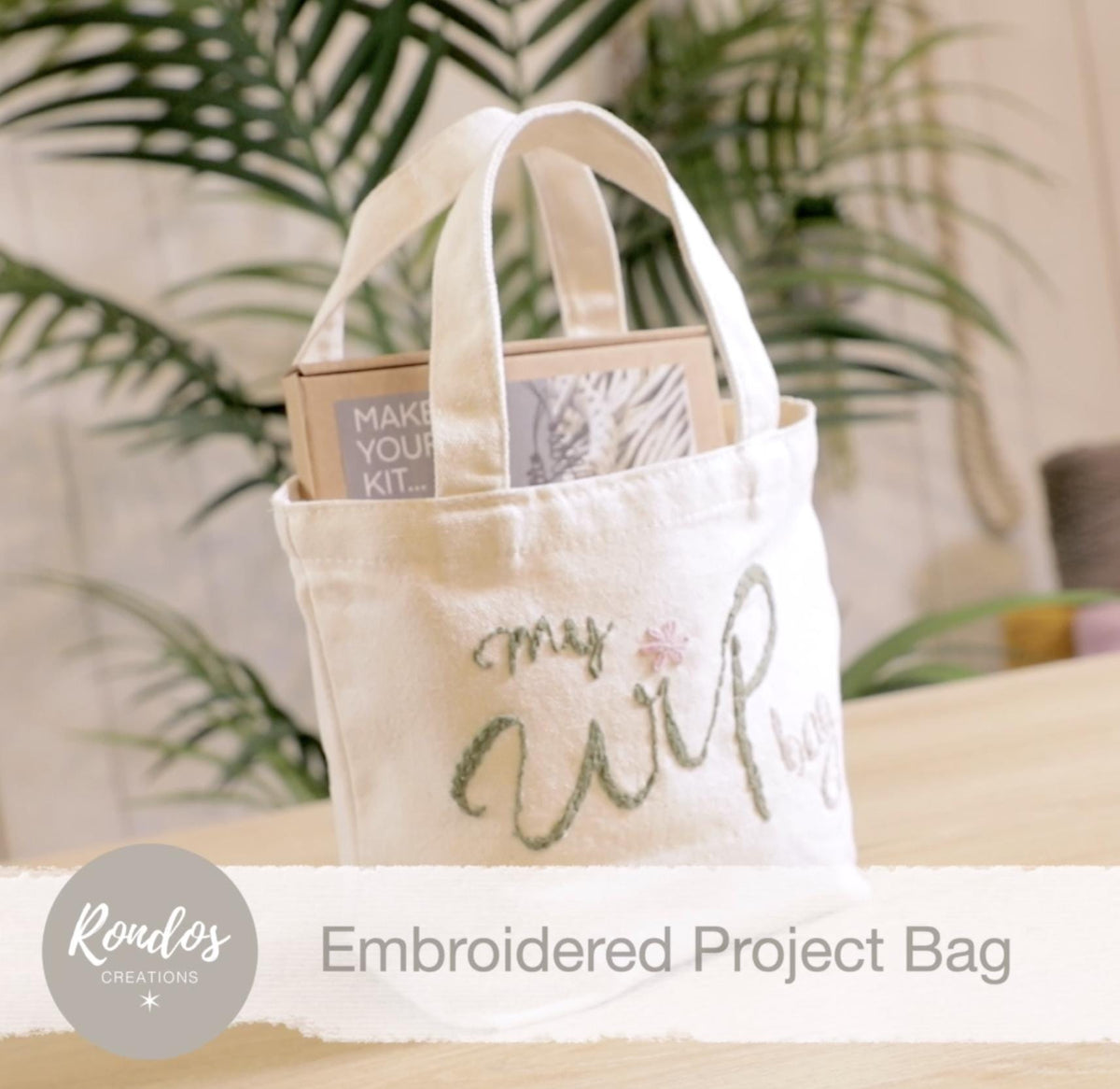 Beginners Embroidered Project Bag Kit, Make it Yourself Embroidered Project Bag, Craft Kit