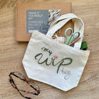 Beginners Embroidered Project Bag Kit, Make it Yourself Embroidered Project Bag, Craft Kit