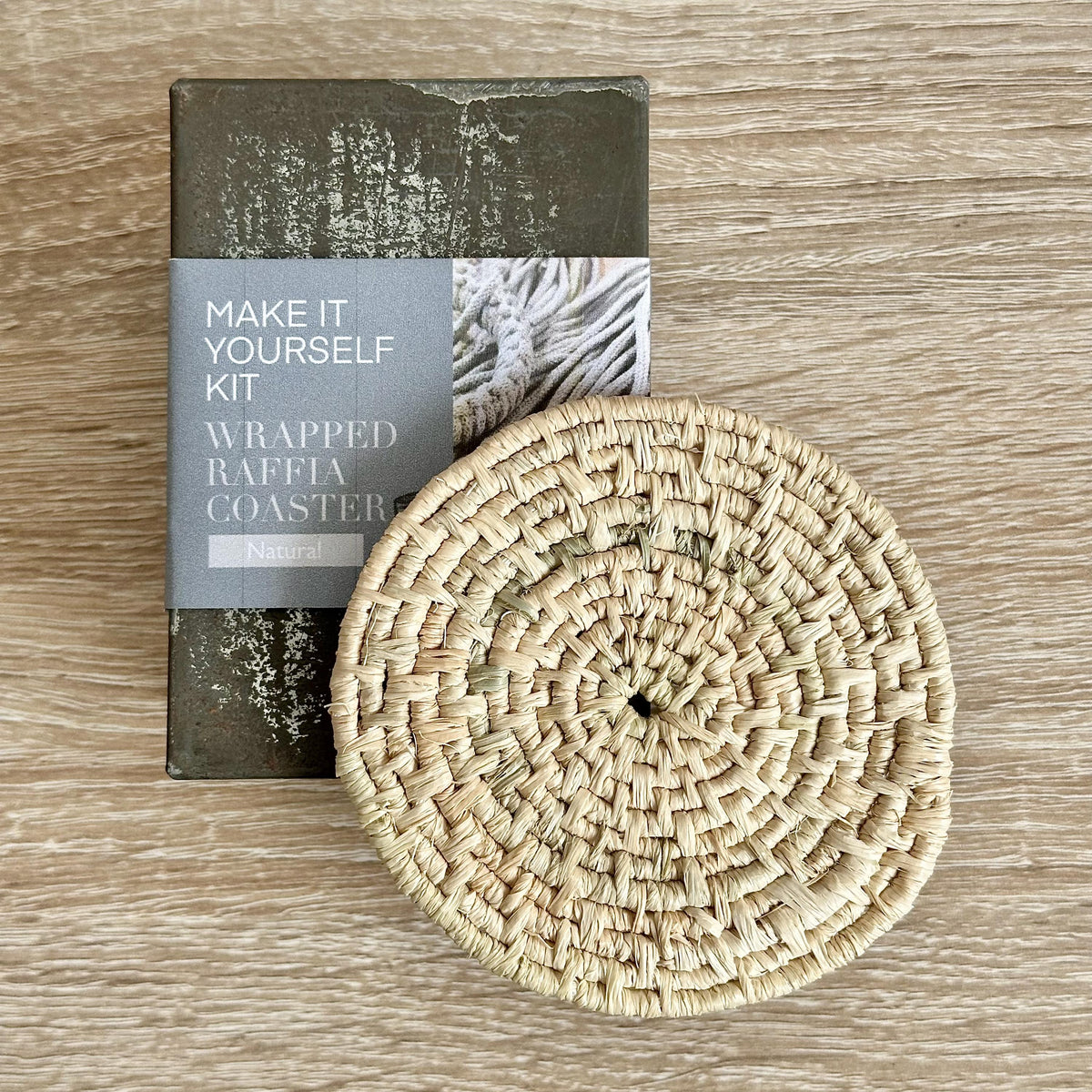 Make it Yourself Raffia Coaster Kit - in a Limited Edition Vintage Tin.