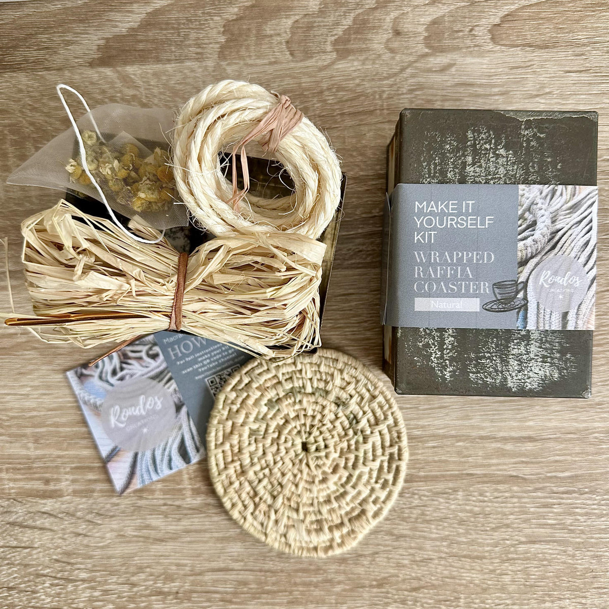 Make it Yourself Raffia Coaster Kit - in a Limited Edition Vintage Tin.