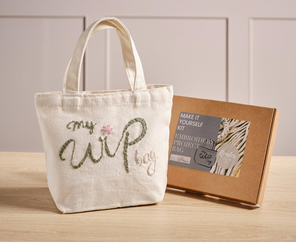 Beginners Embroidered Project Bag Kit, Make it Yourself Embroidered Project Bag, Craft Kit
