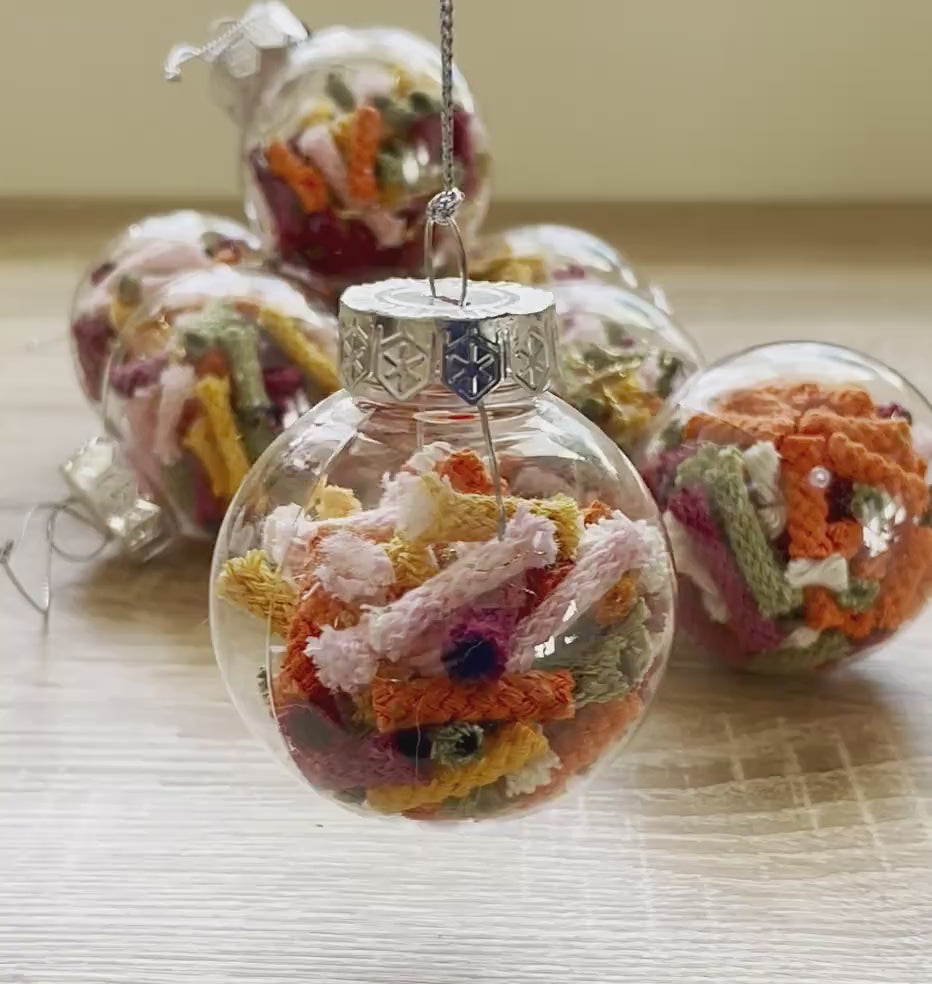 Macrame Cord Christmas Baubles - Recycled Plastic, Set of 2