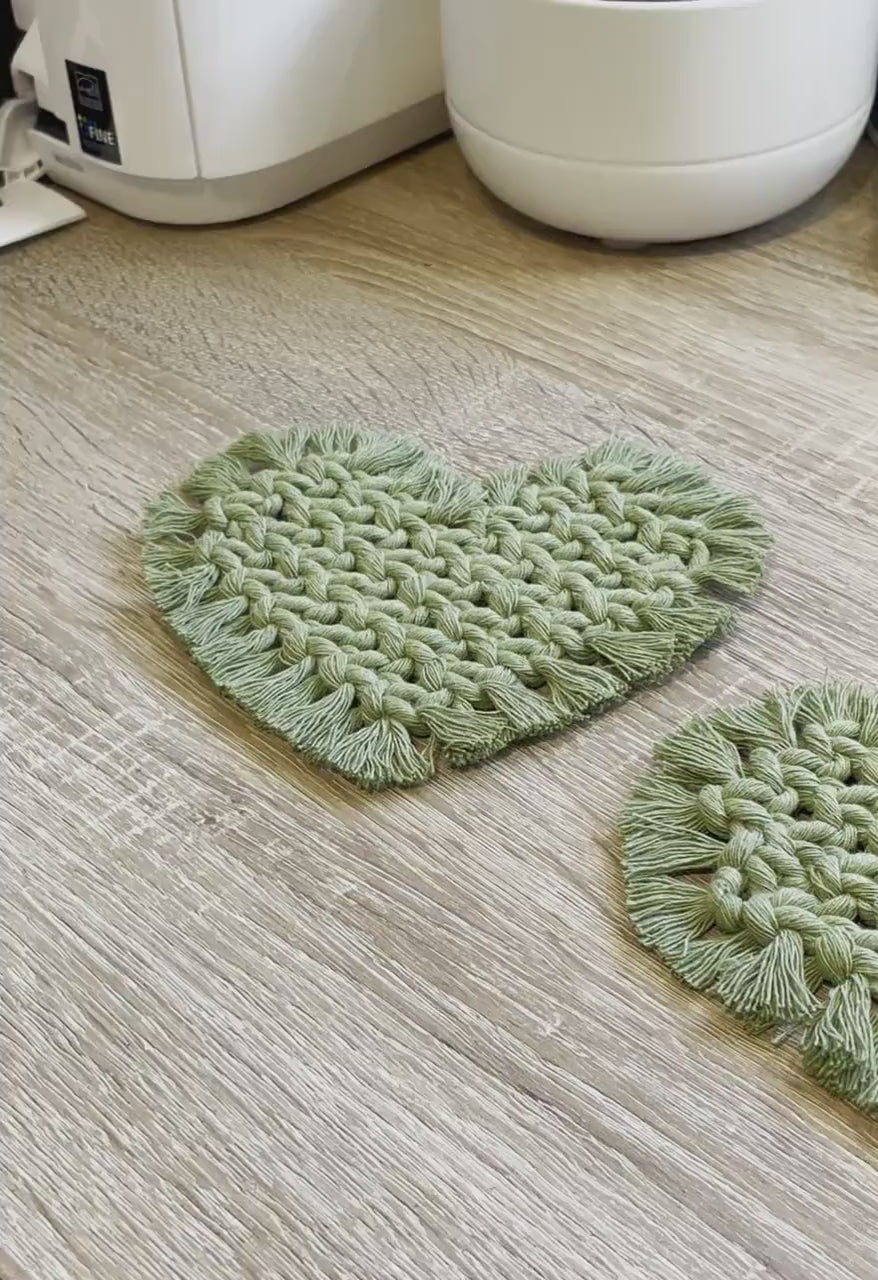 DIY Macrame Heart Coasters Kit – UK Cotton Cord Craft
